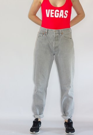 VINTAGE GREY 501 LEVI BOYFRIEND JEANS
