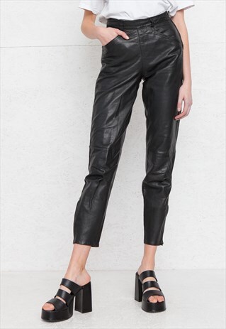 VINTAGE BLACK LEATHER TROUSERS BOTTOMS