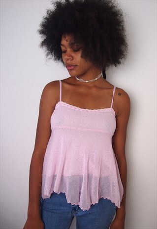 Y2K STYLE BABY PINK GLITTER TOP