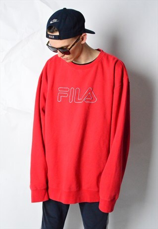 VINTAGE 90S OVERSIZED RED FILA SWEATSHIRT