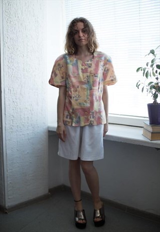 VINTAGE 80'S MULTI COLOUR SHORT SLEEVED TOP
