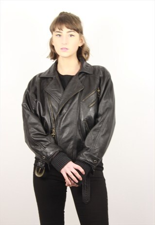 VINTAGE LEATHER BLACK BIKER JACKET