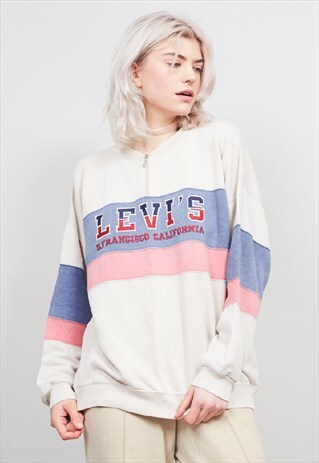 VINTAGE 90'S LEVI'S OVERSIZED PASTEL ZIP-UP SWEATER