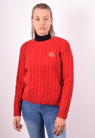 RALPH LAUREN WOMENS VINTAGE JUMPER SWEATER MEDIUM RED 90S