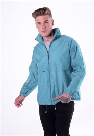 LIGHTWEIGHT ZIP UP WINDRUNNER COAT JACKET - MINT BLUE