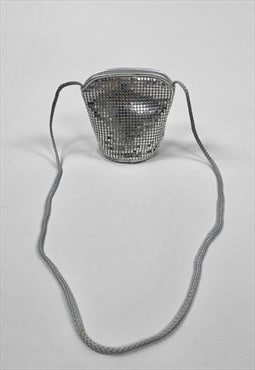 Vintage 80's Mini Silver Chainmail Ladies Evening Bag