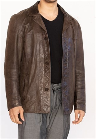 Vintage  Leather Jacket Jamie Page in Brown XL