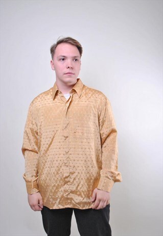 VINTAGE MAN BEIGE EVENING SHIRT WITH EMBROIDERY