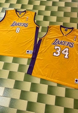 Two Vintage NBA LA Lakers Kobe Bryant & Shaq Swingman Jersey