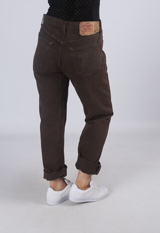 LEVIS 501'S DENIM JEANS BOYFRIEND HIGH WAISTED UK 12 (AA3R)