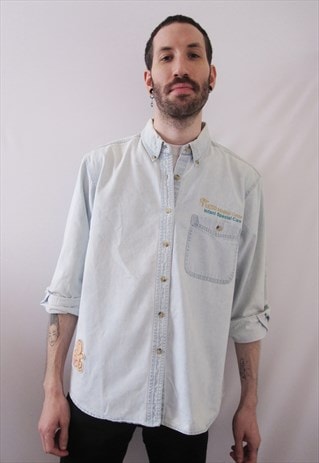 VINTAGE LEE FADED DENIM SHIRT BABY ARTWORK