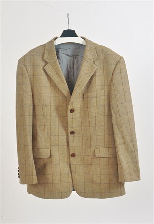 VINTAGE 90S CHECKED TWEED BLAZER JACKET