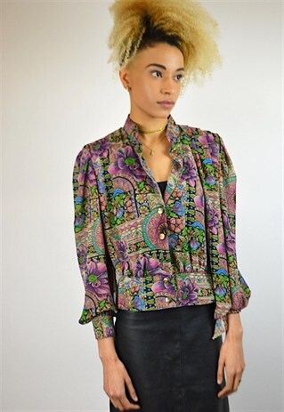 VINTAGE 80'S PUSSYBOW PRINTED BLOUSE