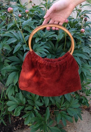 RARE WOOD ROUND HANDLES BAG