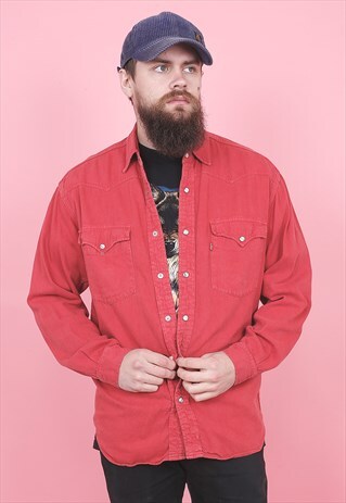 VINTAGE LEVI'S RED DENIM SHIRT /R6077