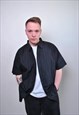 BLACK PATTERN SHIRT, VINTAGE STRIPED BUTTON DOWN FOR MEN
