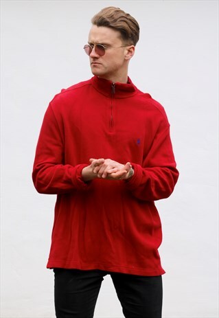 RALPH LAUREN 1/4 ZIP USA LUST RED SWEATSHIRT