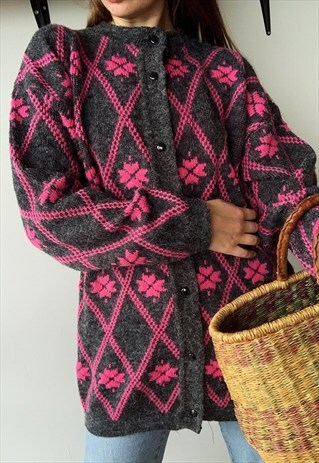VINTAGE 80S FAIR ISLE CHRISTMAS KNIT CARDIGAN JUMPER