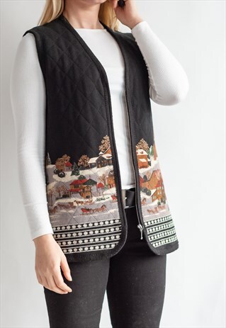 VINTAGE 80S FUNKY GRAMMAS WINTER VEST WITH ZIP
