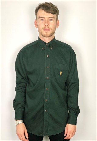 VINTAGE DARK MOSS GREEN CHAPS RALPH LAUREN OXFORD SHIRT