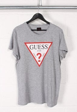 Vintage Guess T-Shirt in Grey Crewneck Sports Top Size 8