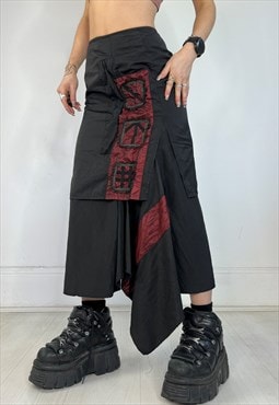 Vintage Y2k Midi Skirt Archival Textured Goth Fairy Boho 90s