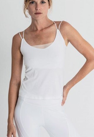 WHITE SPORT TANK TOP WITH DOUBLE STRAPS, IXIA