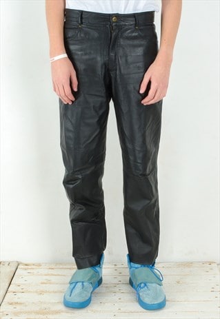 Steve Ketell W32 L32 Leather Pants Grunge Trousers Biker