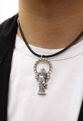 SILVER TONE GANESH ELEPHANT NECKLACE