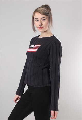 VINTAGE 90S RALPH LAUREN USA FLAG RIBBED KNIT JUMPER
