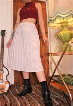 Vintage 80s Red / White Polka Dot Pleated Midi Skirt
