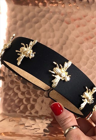 CECESCROWNS QUEEN BEE BLACK EMBELLISHED HEADBAND