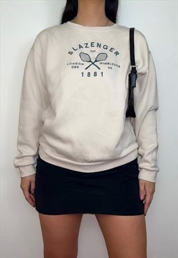 Vintage Slazenger Beige Spell Out Sweatshirt