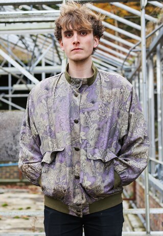 NEW TAST FUNKY PATTERN SILK BOMBER JACKET