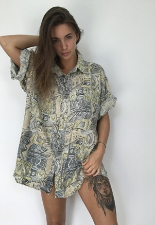 PATTERNED OVERSIZED RETRO VINTAGE UNISEX FESTIVAL SHIRT