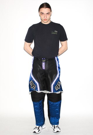 VINTAGE 00S WIDE RACING TROUSERS IN BLACK / BLUE