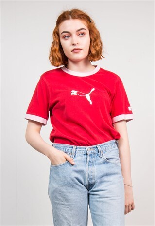 VINTAGE 90'S RED PUMA RINGER T-SHIRT