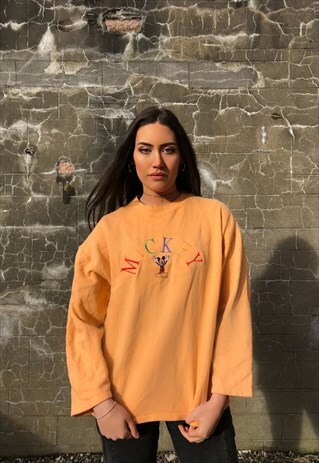 VINTAGE MICKEY MOUSE PRINT UNISEX YELLOW/GOLD SWEATSHIRT