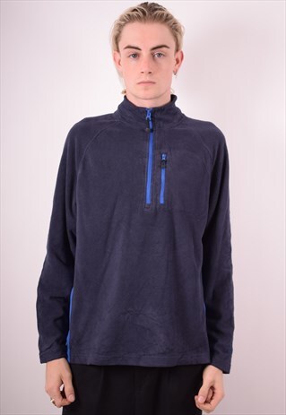 STARTER MENS VINTAGE FLEECE JUMPER MEDIUM BLUE 90S