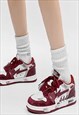 HEART PATCH SNEAKERS GRAFFITI SHOES CLASSIC TRAINERS IN RED