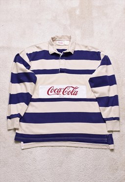 Rare Vintage 90s Coca Cola Tommy Hilfiger Striped Rugby Top