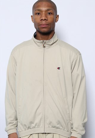VINTAGE CHAMPION LOGO TRACK TOP JACKET BEIGE