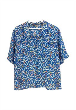 Vintage Besto Shirt with shoulder pad in Blue M