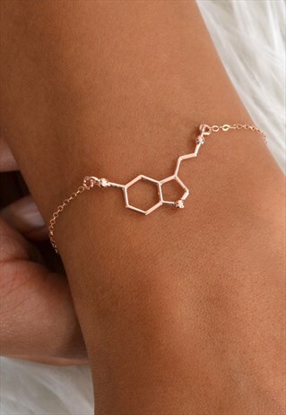 SEROTONIN ROSEGOLD SCIENCE CHEMISTRY CHARM BRACELET JEWELRY