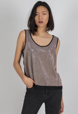 TOP BRILLANT A SEQUINS - TAUPE