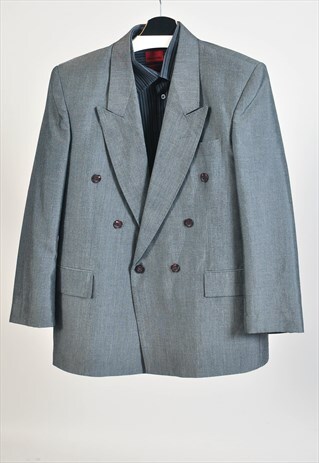 VINTAGE DOUBLE BREASTED BLAZER JACKET IN GREY
