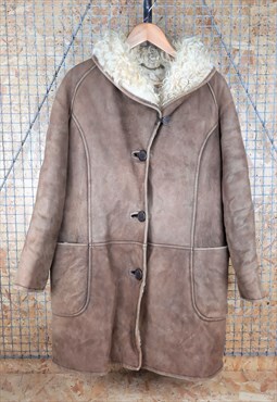 Vintage 1960s Mid Length Suede Shearling Coat
