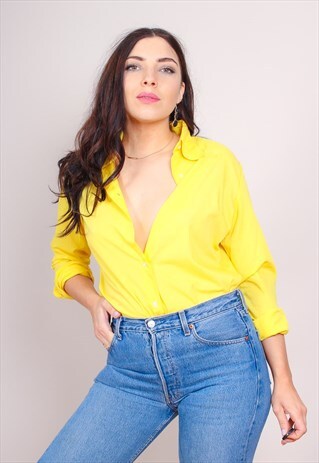 VINTAGE 70S YELLOW LONG SLEEVE BLOUSE