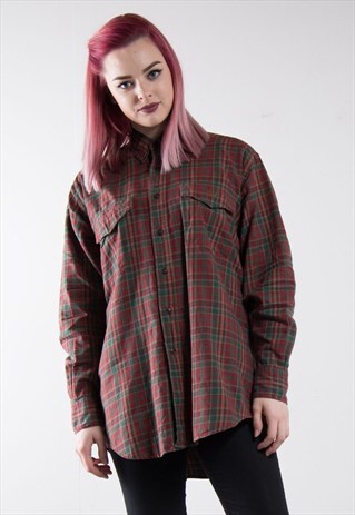 90'S RED CHECK FLANNEL SHIRT