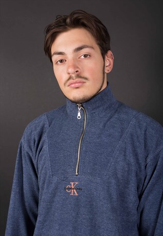 VINTAGE BLUE 1/4 ZIP CK FLEECE